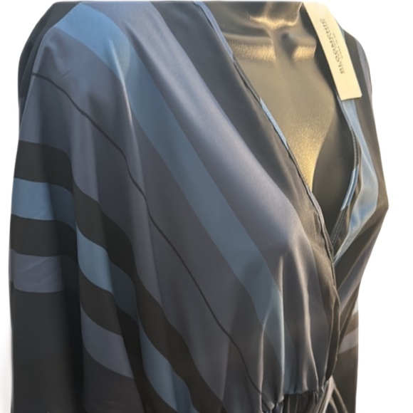 Bloom Chic NWT XL 14-16 Blue multi tone long sleeve striped v neck maxi dress - Picture 3 of 11